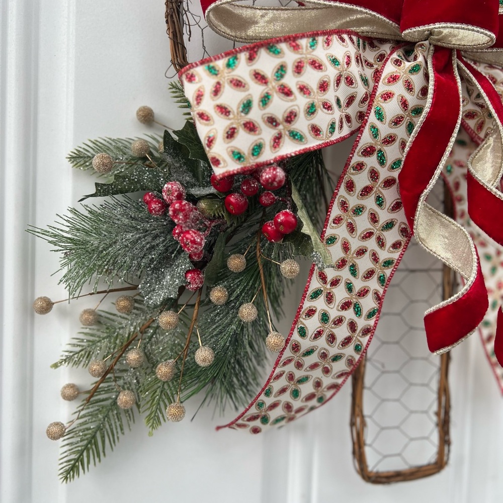 Handmade wall/door hanger Traditional colors, Holiday Cross decor. Aprox 21โ - Picture 3 of 7